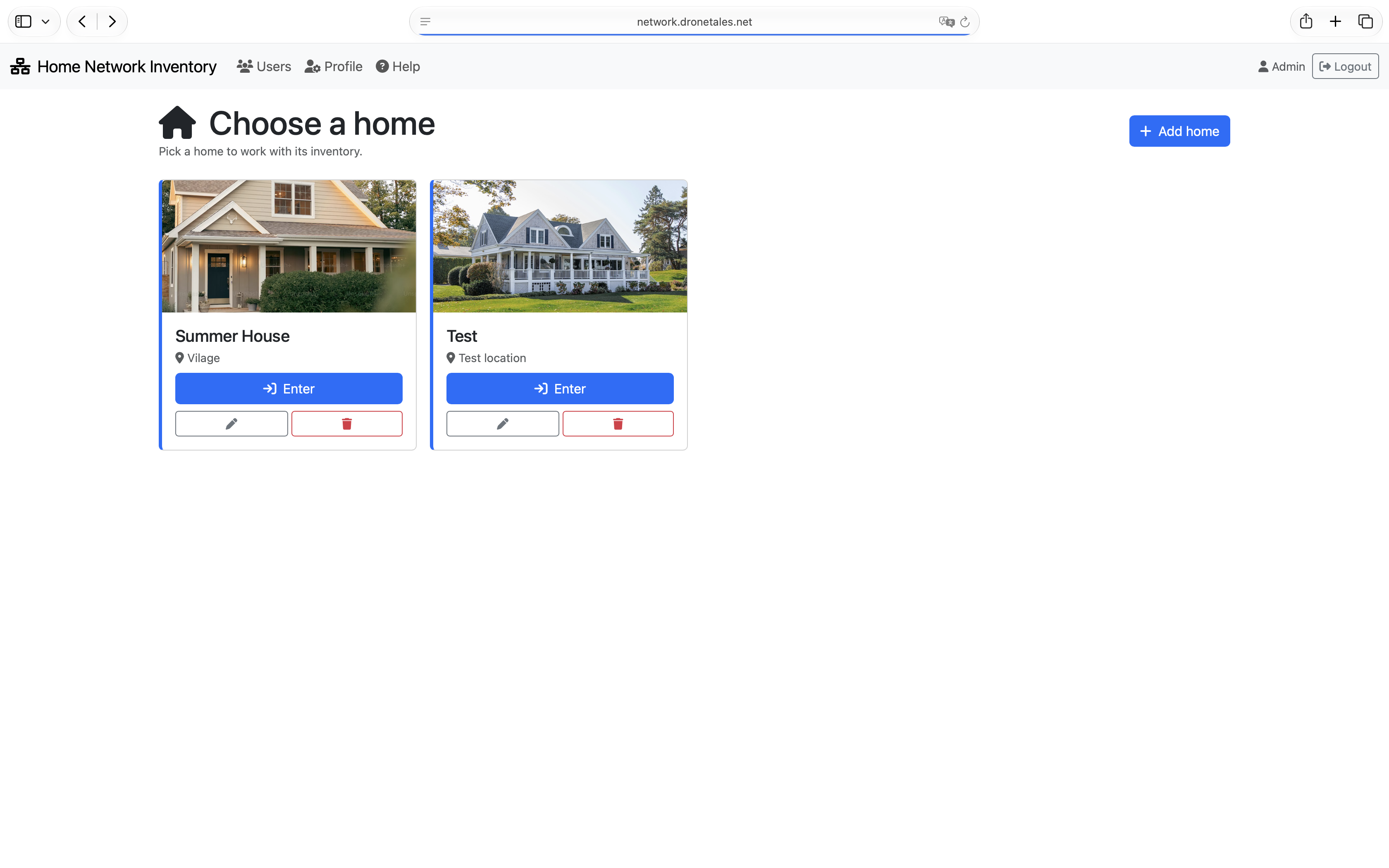 Home Network Inventory sites switcher